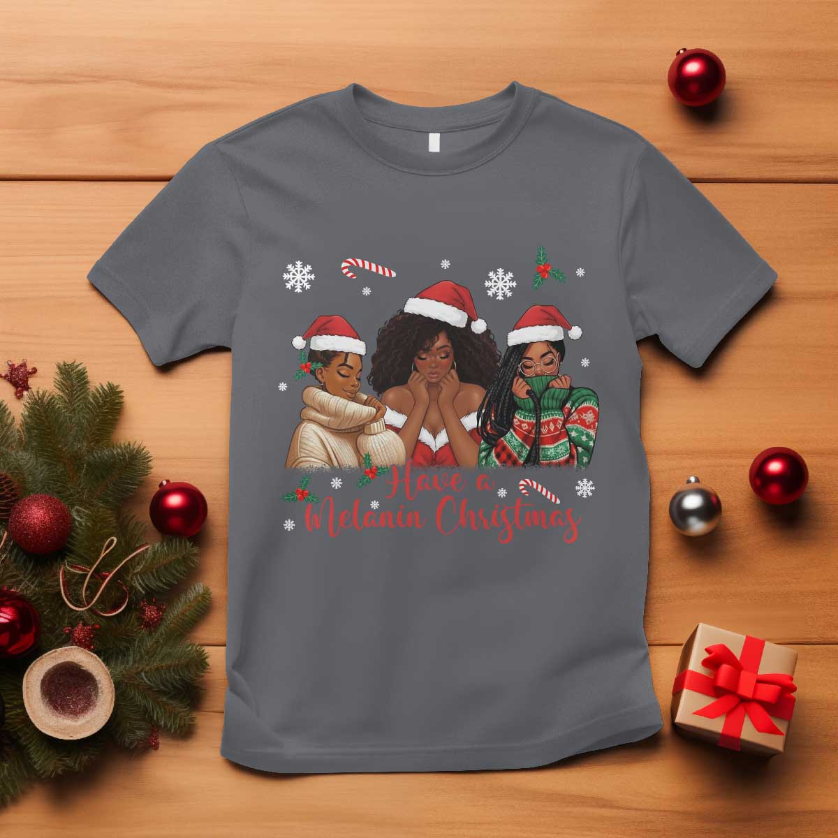 Have A Melanin Christmas T Shirt Black Girl Xmas Gift TS12 Charcoal Print Your Wear