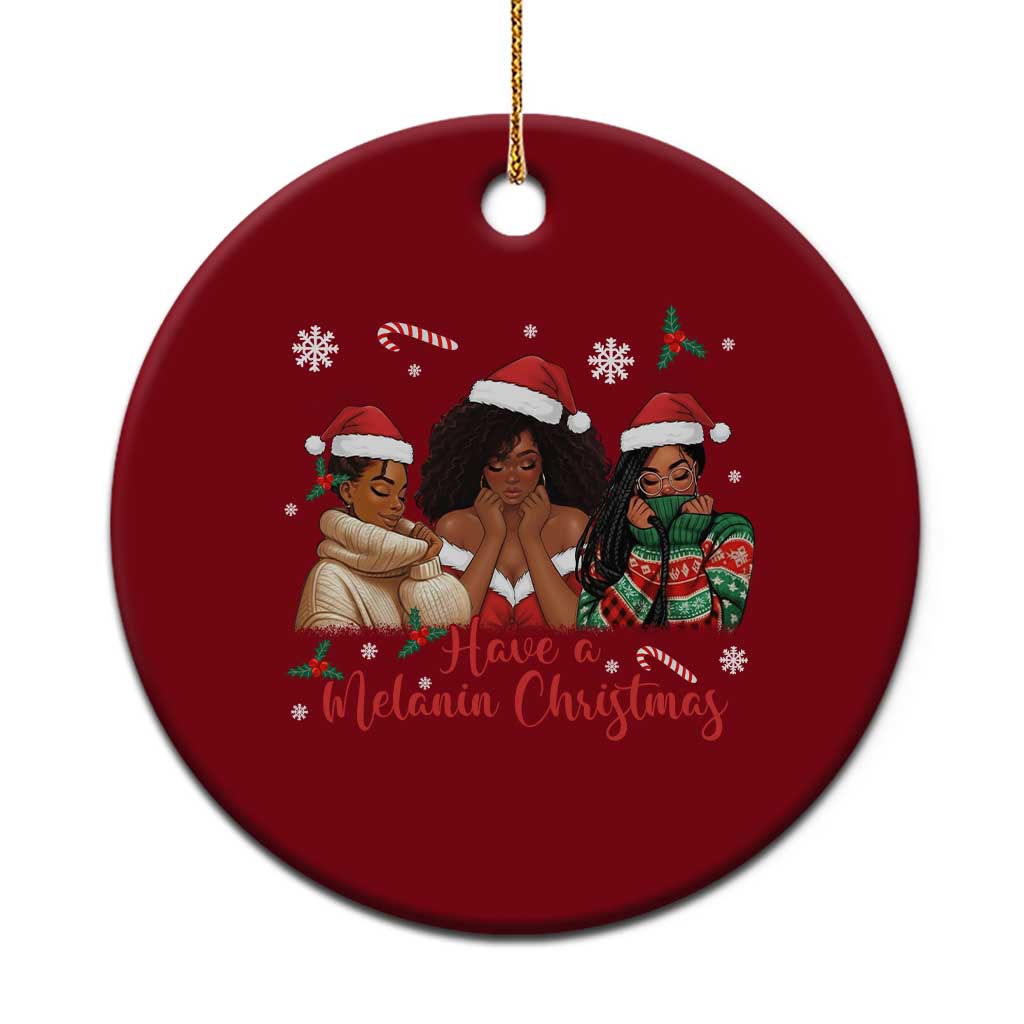 Have A Melanin Christmas Ceramic Ornament Black Girl Xmas Gift TS12 1pc Red Print Your Wear