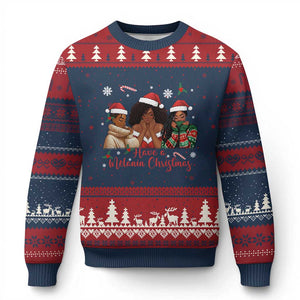 Have A Melanin Xmas Ugly Christmas Sweater Black Girl Xmas Gift TS12 Navy Red Print Your Wear