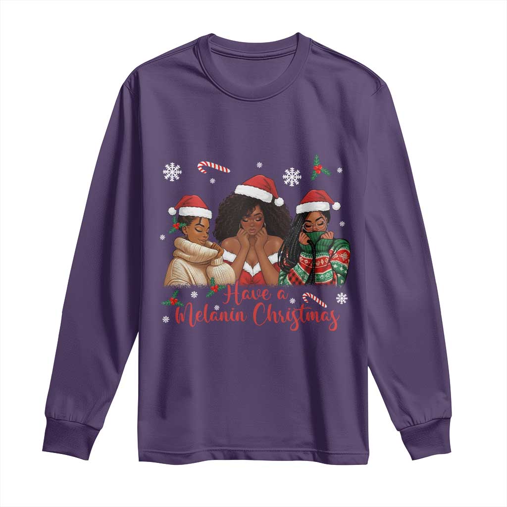 Have A Melanin Christmas Long Sleeve Shirt Black Girl Xmas Gift TS12 Purple Print Your Wear