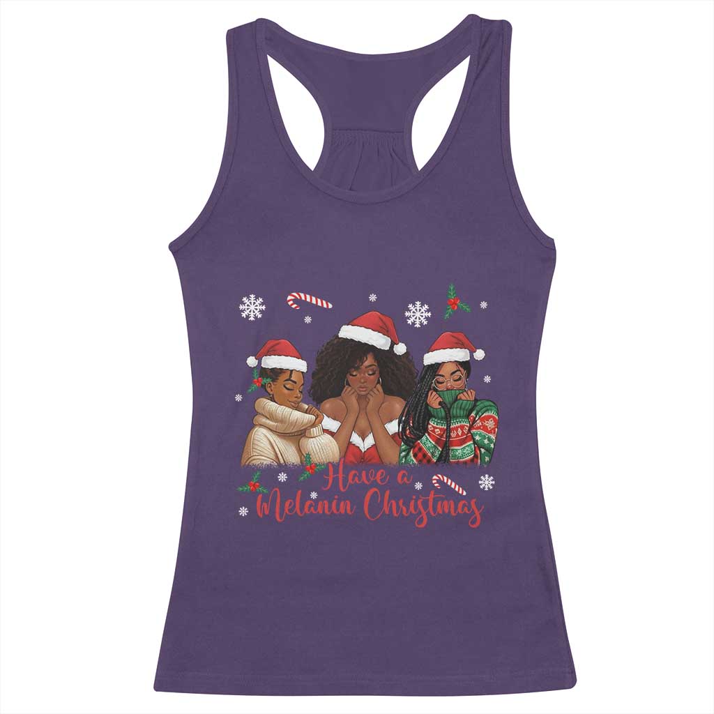 Have A Melanin Christmas Racerback Tank Top Black Girl Xmas Gift TS12 Purple Print Your Wear
