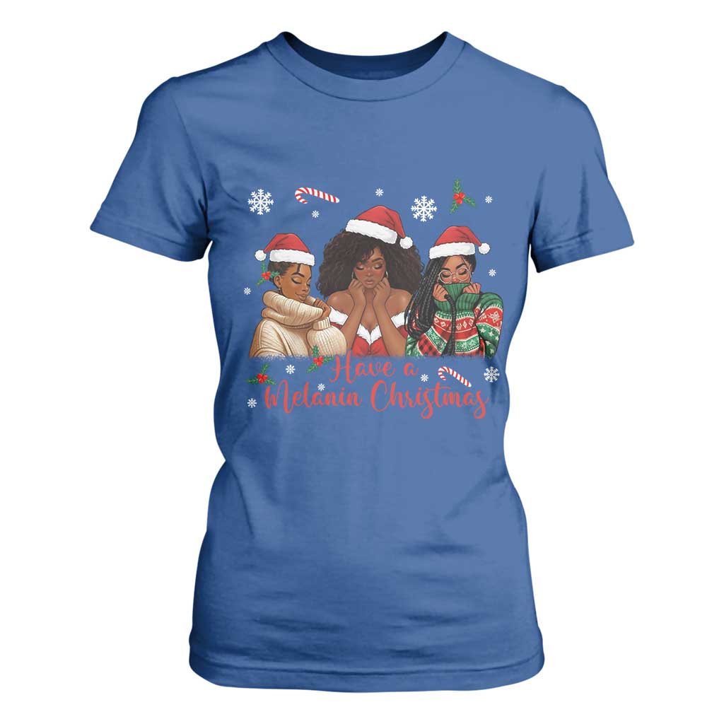 Have A Melanin Christmas T Shirt For Women Black Girl Xmas Gift TS12 Royal Blue Print Your Wear