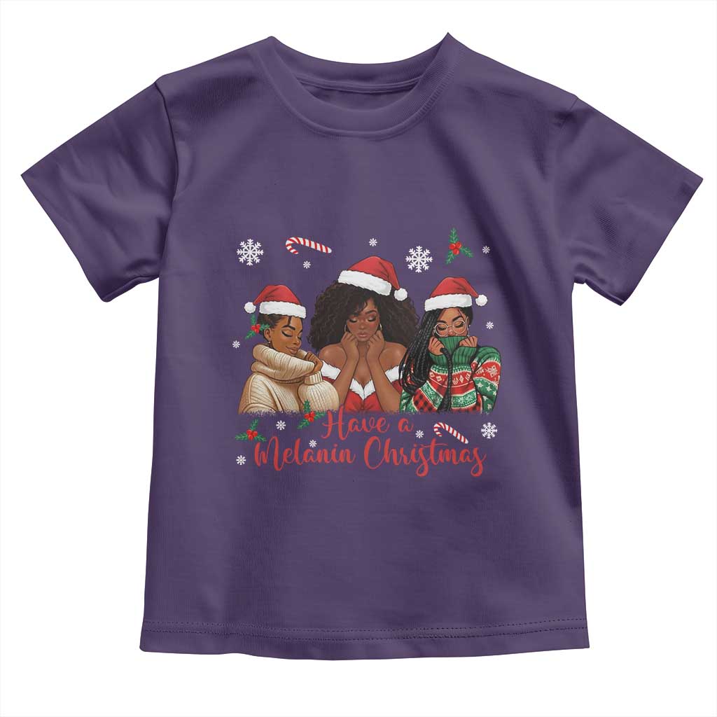 Have A Melanin Christmas Toddler T Shirt Black Girl Xmas Gift TS12 Purple Print Your Wear