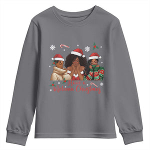 Have A Melanin Christmas Youth Sweatshirt Black Girl Xmas Gift TS12 Charcoal Print Your Wear