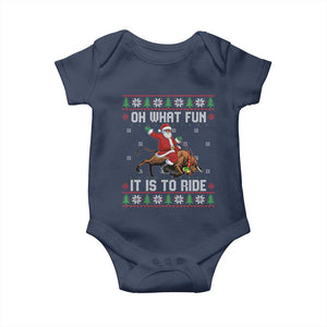 Oh What Fun It Is To Ride Baby Onesie Black Santa Bull Rider Ugly Christmas Gift TS12 Navy Print Your Wear