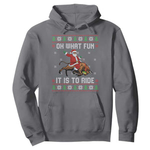 Oh What Fun It Is To Ride Hoodie Black Santa Bull Rider Ugly Christmas Gift TS12 Charcoal Print Your Wear