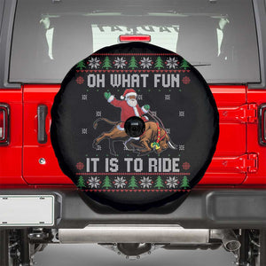 Oh What Fun It Is To Ride Spare Tire Cover Black Santa Bull Rider Ugly Christmas Gift TS12 Black Print Your Wear
