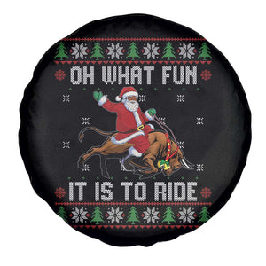 Oh What Fun It Is To Ride Spare Tire Cover Black Santa Bull Rider Ugly Christmas Gift TS12 Print Your Wear