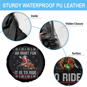 Oh What Fun It Is To Ride Spare Tire Cover Black Santa Bull Rider Ugly Christmas Gift TS12 Print Your Wear