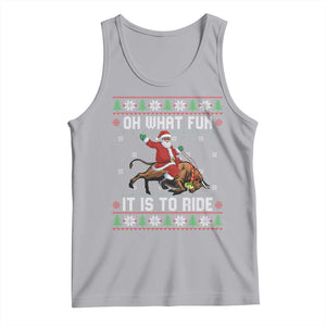 Oh What Fun It Is To Ride Tank Top Black Santa Bull Rider Ugly Christmas Gift TS12 Athletic Heather Print Your Wear