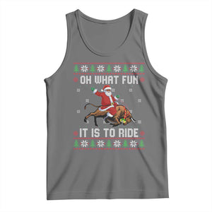 Oh What Fun It Is To Ride Tank Top Black Santa Bull Rider Ugly Christmas Gift TS12 Black Heather Print Your Wear