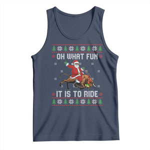 Oh What Fun It Is To Ride Tank Top Black Santa Bull Rider Ugly Christmas Gift TS12 Navy Print Your Wear