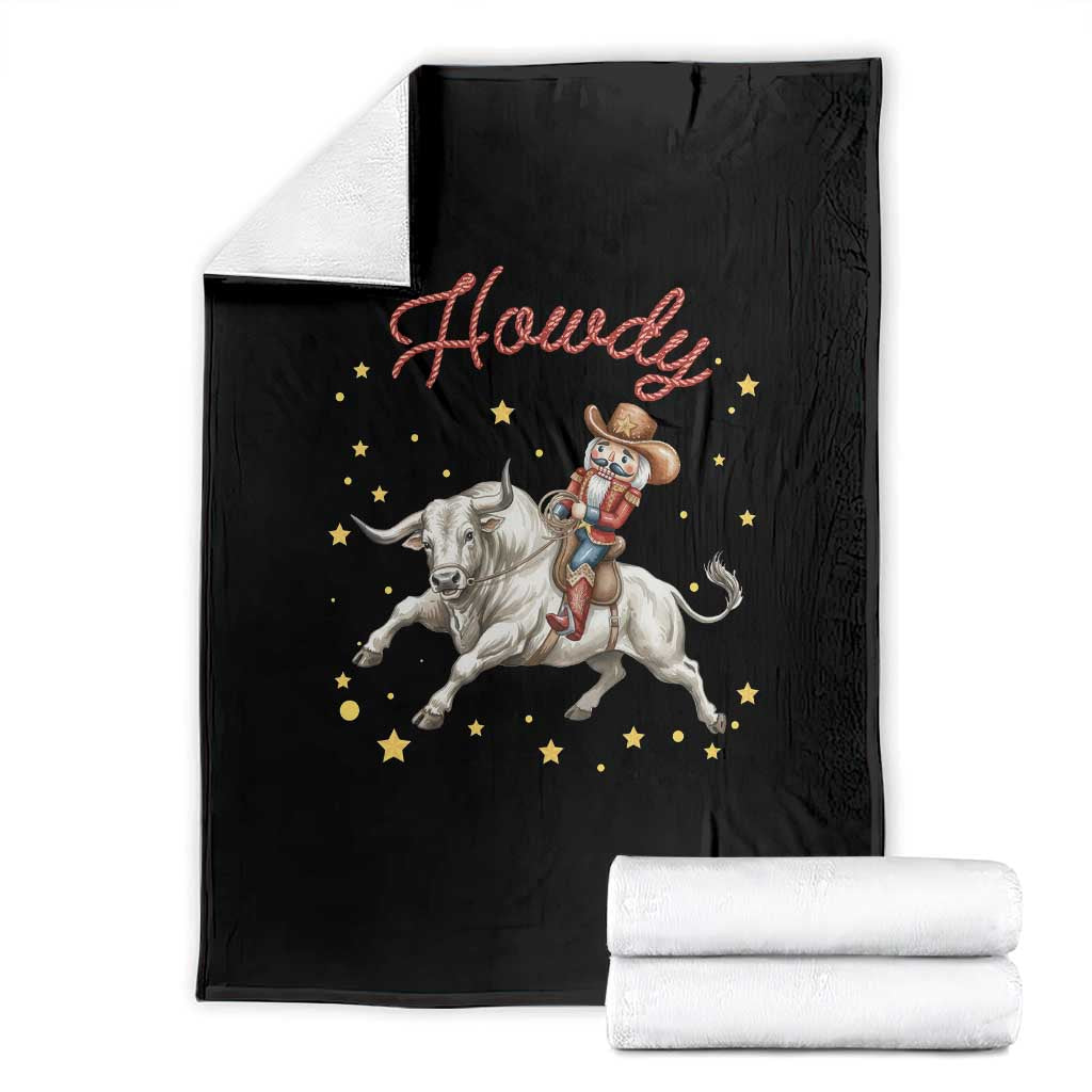Funny Nutcracker Bull Riding Throw Blanket Howdy Western Christmas Holiday Gift TS12 Black Print Your Wear