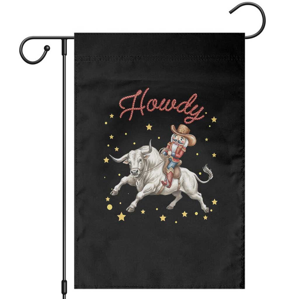 Funny Nutcracker Bull Riding Garden Flag Howdy Western Christmas Holiday Gift TS12 Black Print Your Wear