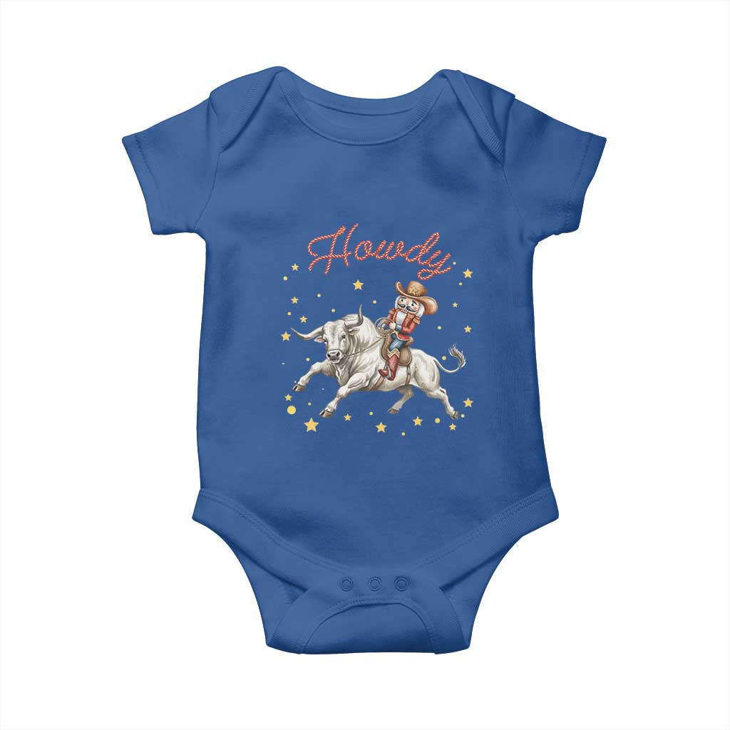 Funny Nutcracker Bull Riding Baby Onesie Howdy Western Christmas Holiday Gift TS12 Royal Blue Print Your Wear