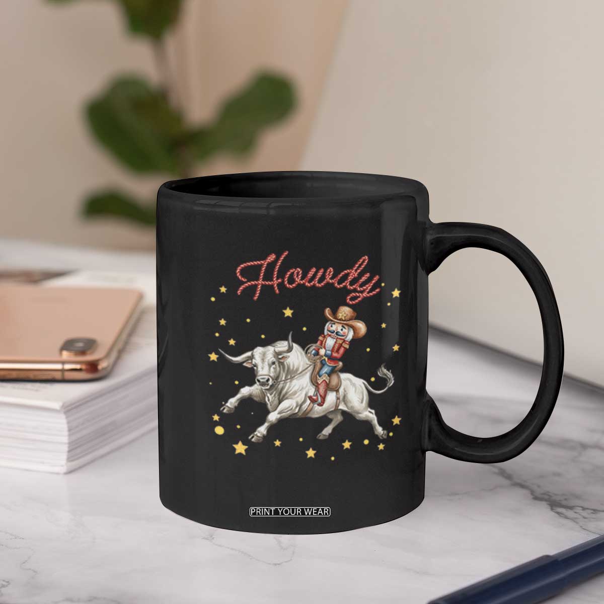 Funny Nutcracker Bull Riding Coffee Mug Howdy Western Christmas Holiday Gift TS12 Print Your Wear