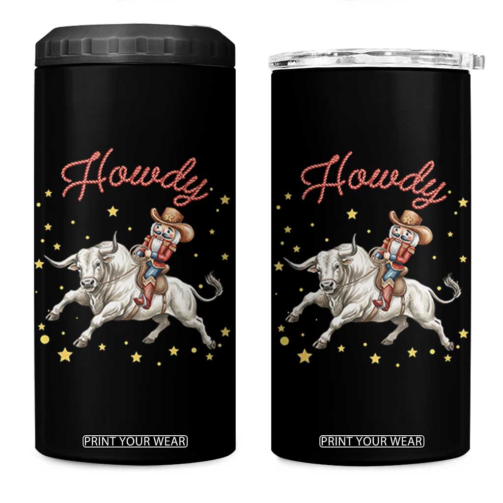 Funny Nutcracker Bull Riding 4 in 1 Can Cooler Tumbler Howdy Western Christmas Holiday Gift TS12 One Size: 16 oz Black Print Your Wear