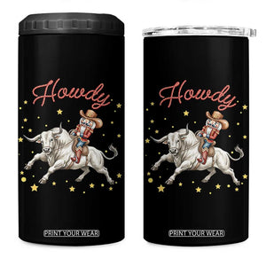 Funny Nutcracker Bull Riding 4 in 1 Can Cooler Tumbler Howdy Western Christmas Holiday Gift TS12 One Size: 16 oz Black Print Your Wear