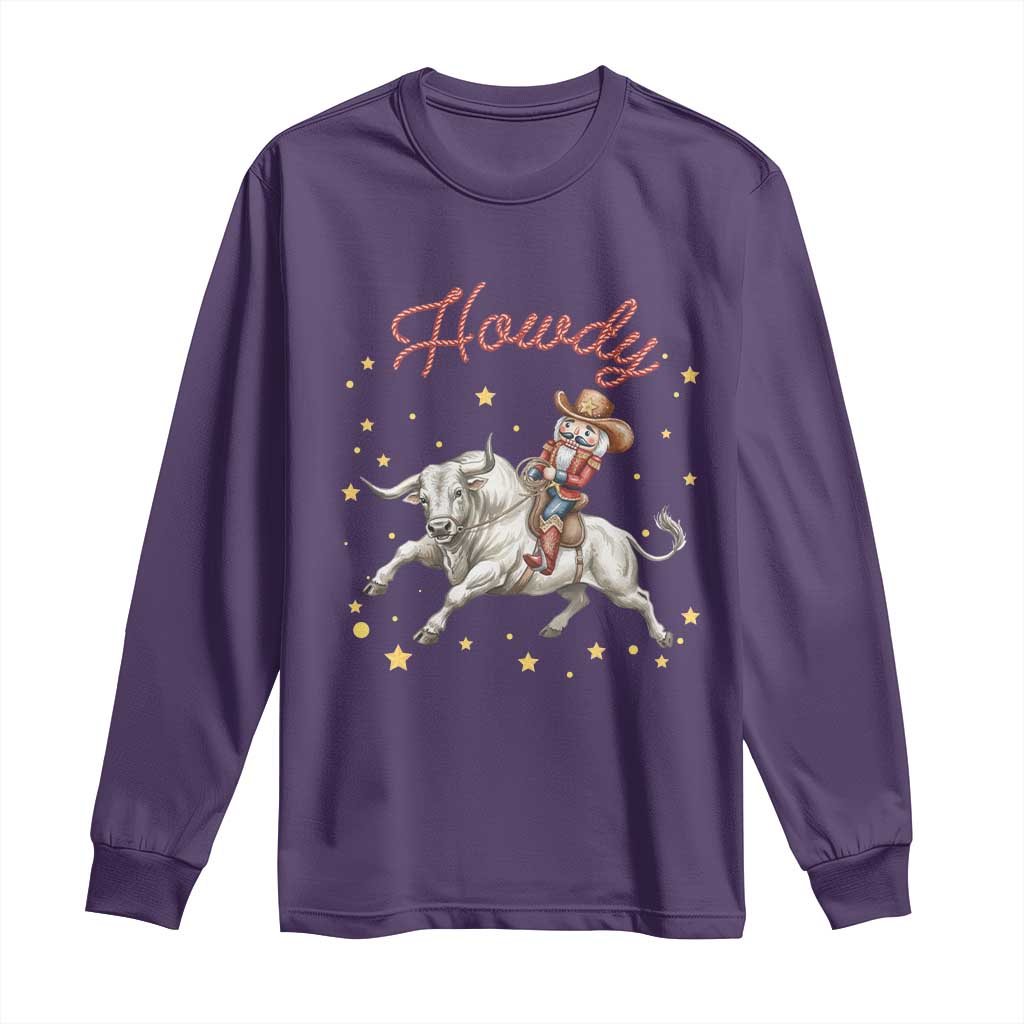 Funny Nutcracker Bull Riding Long Sleeve Shirt Howdy Western Christmas Holiday Gift TS12 Purple Print Your Wear