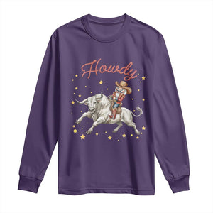 Funny Nutcracker Bull Riding Long Sleeve Shirt Howdy Western Christmas Holiday Gift TS12 Purple Print Your Wear