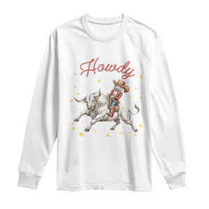 Funny Nutcracker Bull Riding Long Sleeve Shirt Howdy Western Christmas Holiday Gift TS12 White Print Your Wear