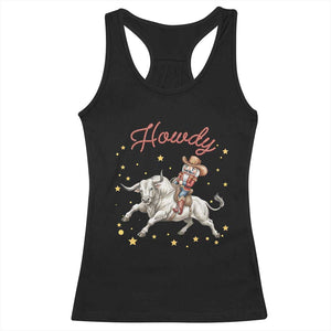 Funny Nutcracker Bull Riding Racerback Tank Top Howdy Western Christmas Holiday Gift TS12 Black Print Your Wear