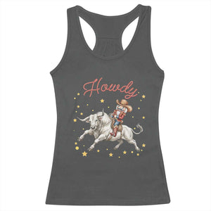 Funny Nutcracker Bull Riding Racerback Tank Top Howdy Western Christmas Holiday Gift TS12 Dark Heather Print Your Wear