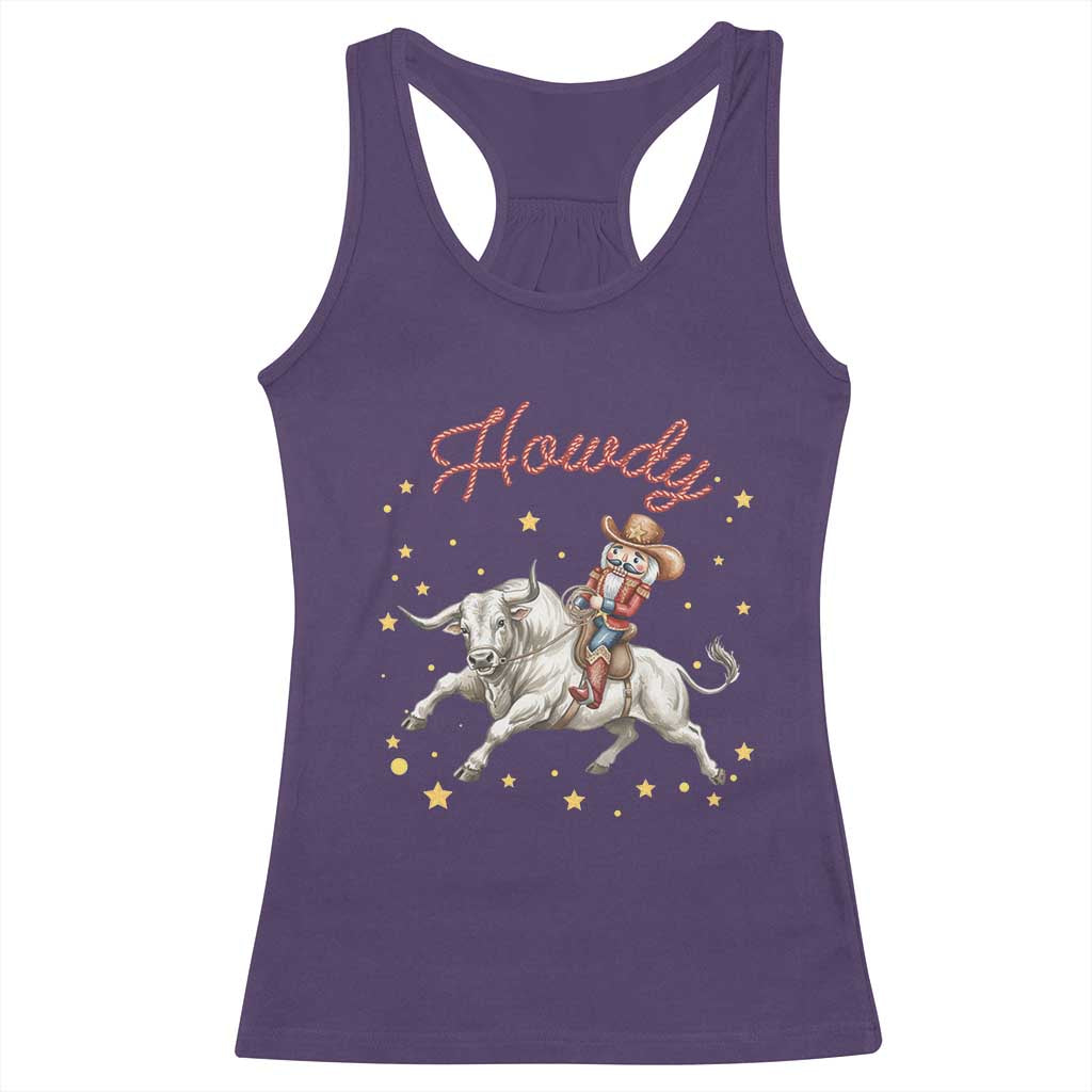 Funny Nutcracker Bull Riding Racerback Tank Top Howdy Western Christmas Holiday Gift TS12 Purple Print Your Wear