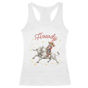 Funny Nutcracker Bull Riding Racerback Tank Top Howdy Western Christmas Holiday Gift TS12 White Print Your Wear