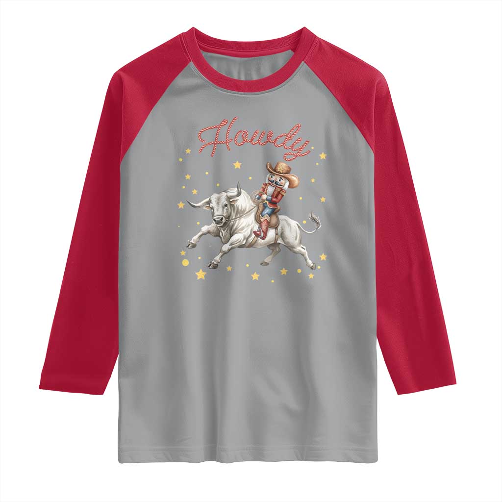 Funny Nutcracker Bull Riding Raglan Shirt Howdy Western Christmas Holiday Gift TS12 Sport Gray Red Print Your Wear