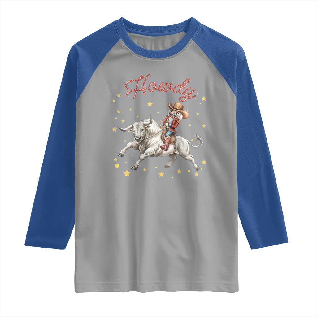 Funny Nutcracker Bull Riding Raglan Shirt Howdy Western Christmas Holiday Gift TS12 Sport Gray Royal Print Your Wear