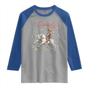 Funny Nutcracker Bull Riding Raglan Shirt Howdy Western Christmas Holiday Gift TS12 Sport Gray Royal Print Your Wear