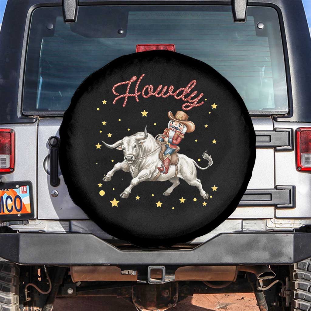 Funny Nutcracker Bull Riding Spare Tire Cover Howdy Western Christmas Holiday Gift TS12 No hole Black Print Your Wear
