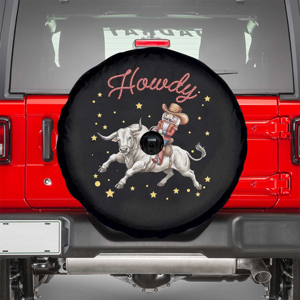 Funny Nutcracker Bull Riding Spare Tire Cover Howdy Western Christmas Holiday Gift TS12 Black Print Your Wear