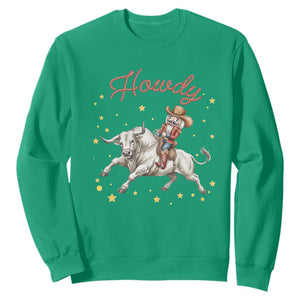 Funny Nutcracker Bull Riding Sweatshirt Howdy Western Christmas Holiday Gift TS12 Irish Green Print Your Wear