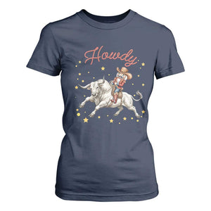 Funny Nutcracker Bull Riding T Shirt For Women Howdy Western Christmas Holiday Gift TS12 Navy Print Your Wear