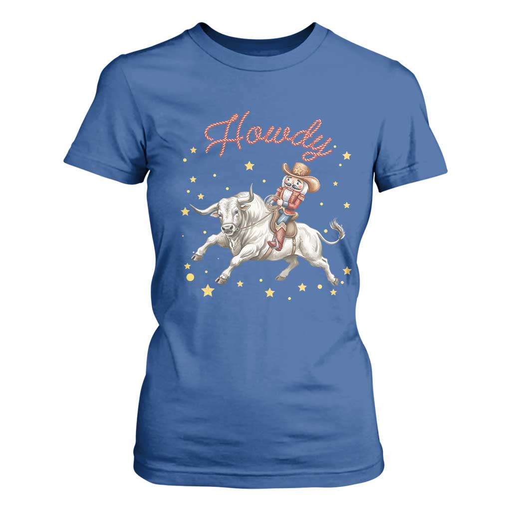 Funny Nutcracker Bull Riding T Shirt For Women Howdy Western Christmas Holiday Gift TS12 Royal Blue Print Your Wear