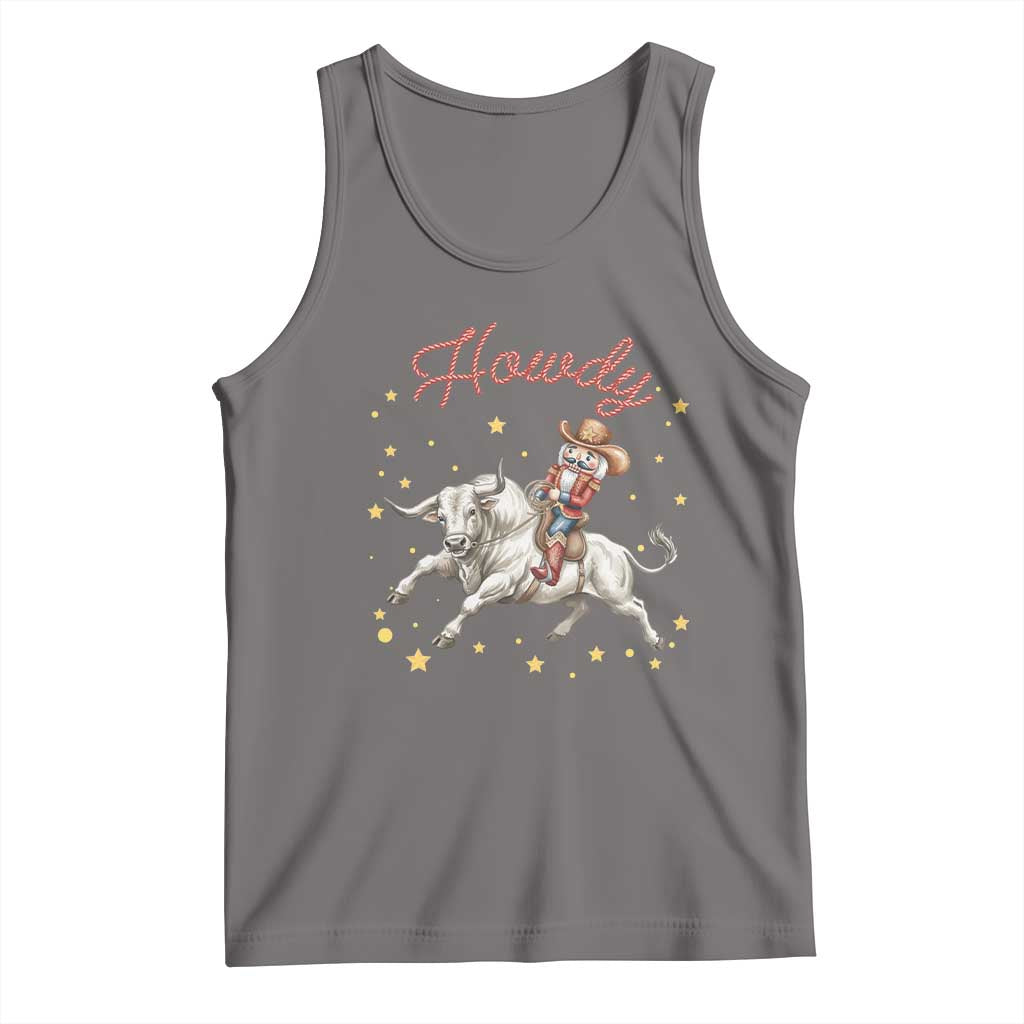 Funny Nutcracker Bull Riding Tank Top Howdy Western Christmas Holiday Gift TS12 Deep Heather Print Your Wear