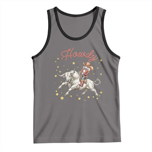 Funny Nutcracker Bull Riding Tank Top Howdy Western Christmas Holiday Gift TS12 Deep Heather Black Print Your Wear