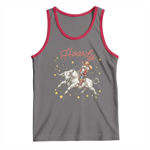 Funny Nutcracker Bull Riding Tank Top Howdy Western Christmas Holiday Gift TS12 Deep Heather Red Print Your Wear