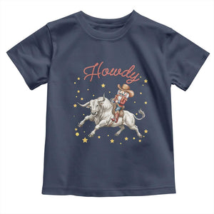 Funny Nutcracker Bull Riding Toddler T Shirt Howdy Western Christmas Holiday Gift TS12 Navy Print Your Wear