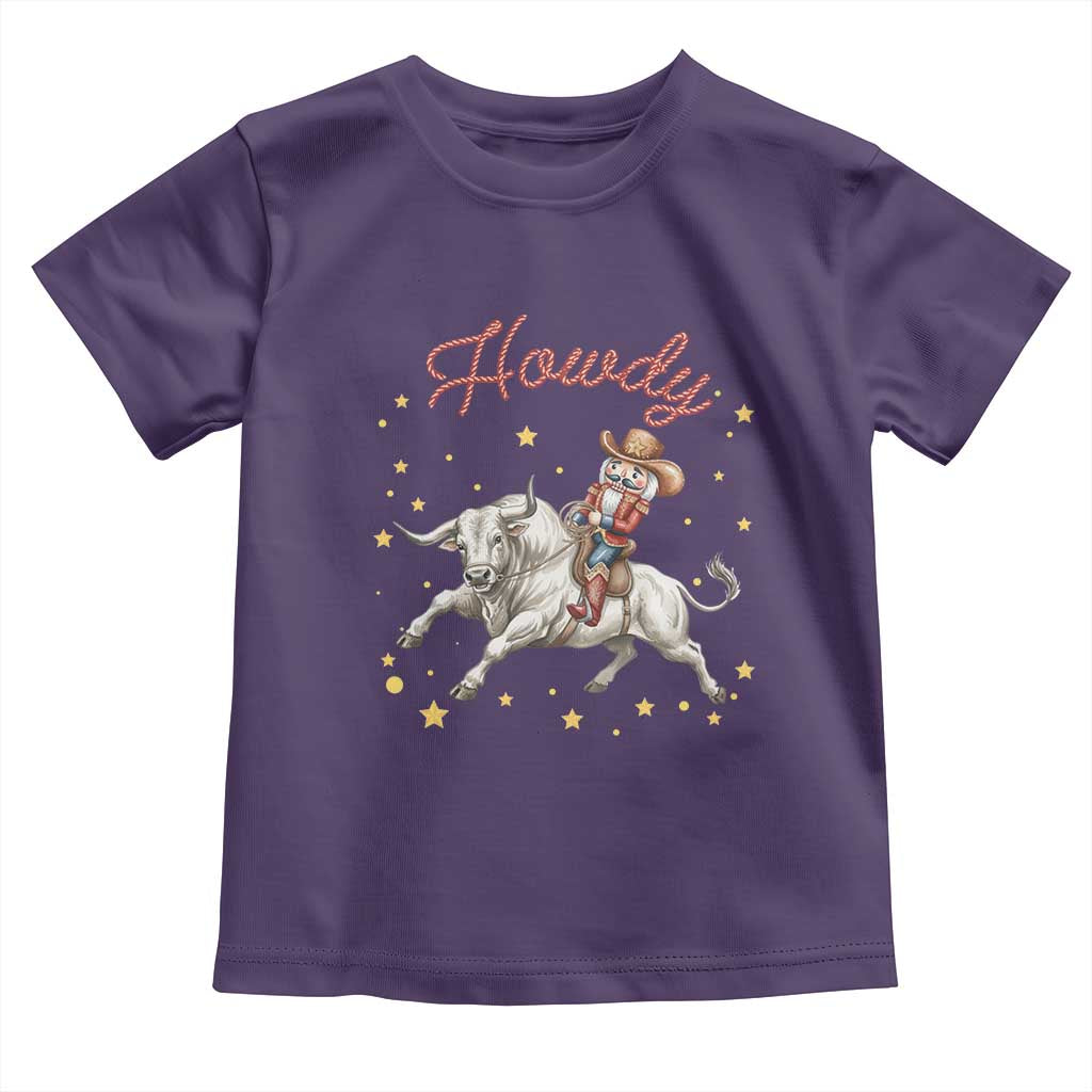 Funny Nutcracker Bull Riding Toddler T Shirt Howdy Western Christmas Holiday Gift TS12 Purple Print Your Wear