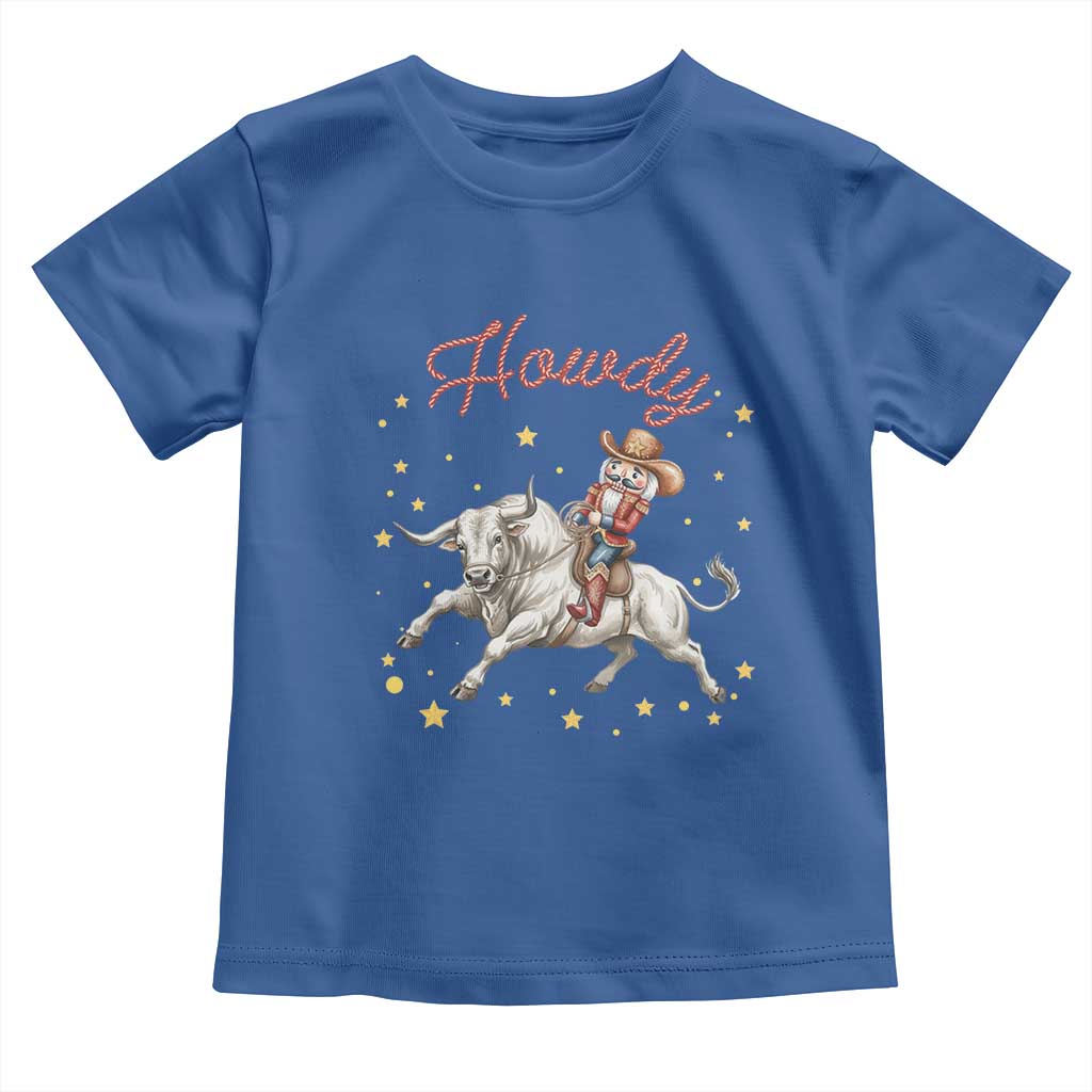 Funny Nutcracker Bull Riding Toddler T Shirt Howdy Western Christmas Holiday Gift TS12 Royal Blue Print Your Wear