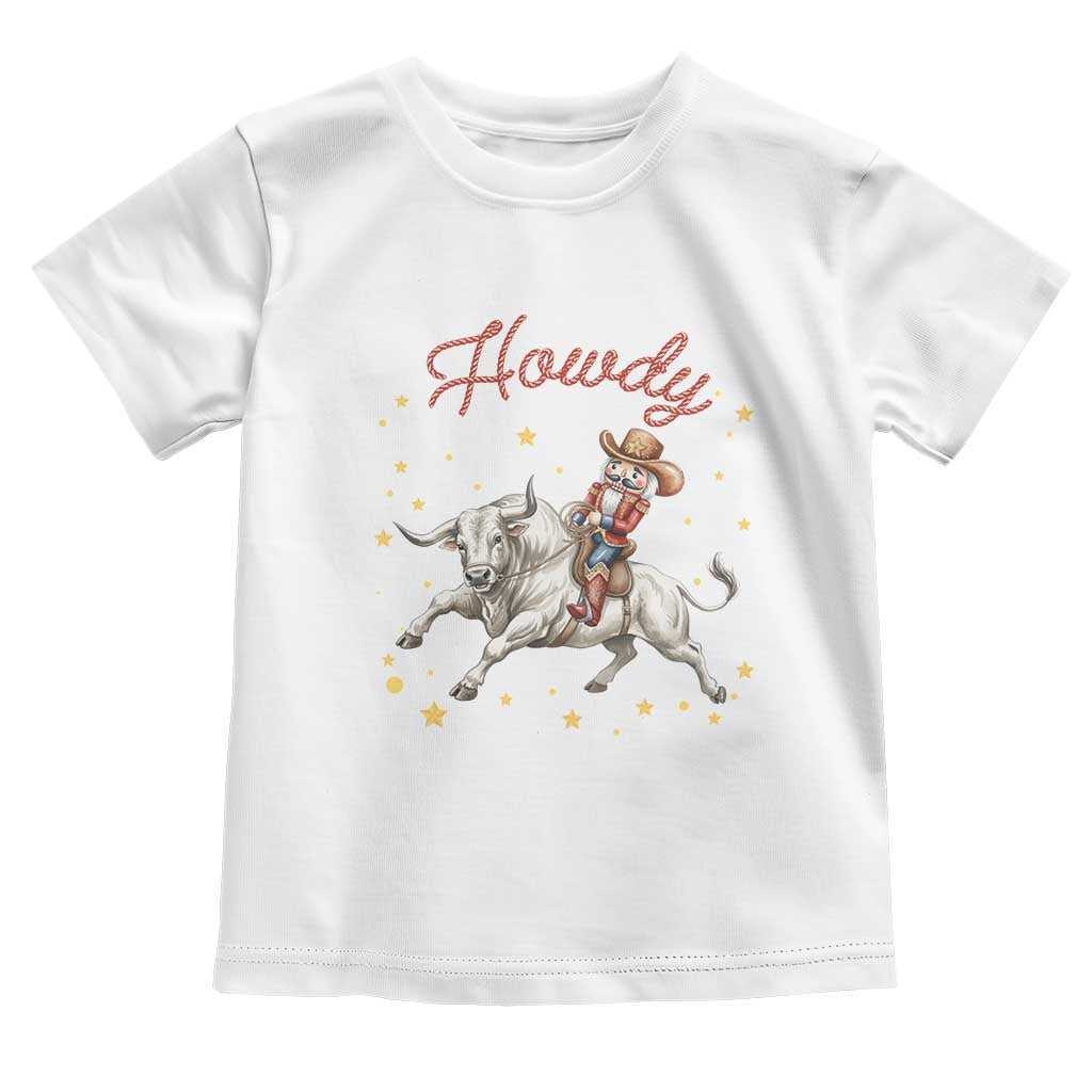Funny Nutcracker Bull Riding Toddler T Shirt Howdy Western Christmas Holiday Gift TS12 White Print Your Wear