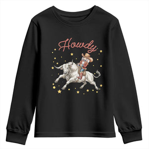 Funny Nutcracker Bull Riding Youth Sweatshirt Howdy Western Christmas Holiday Gift TS12 Black Print Your Wear