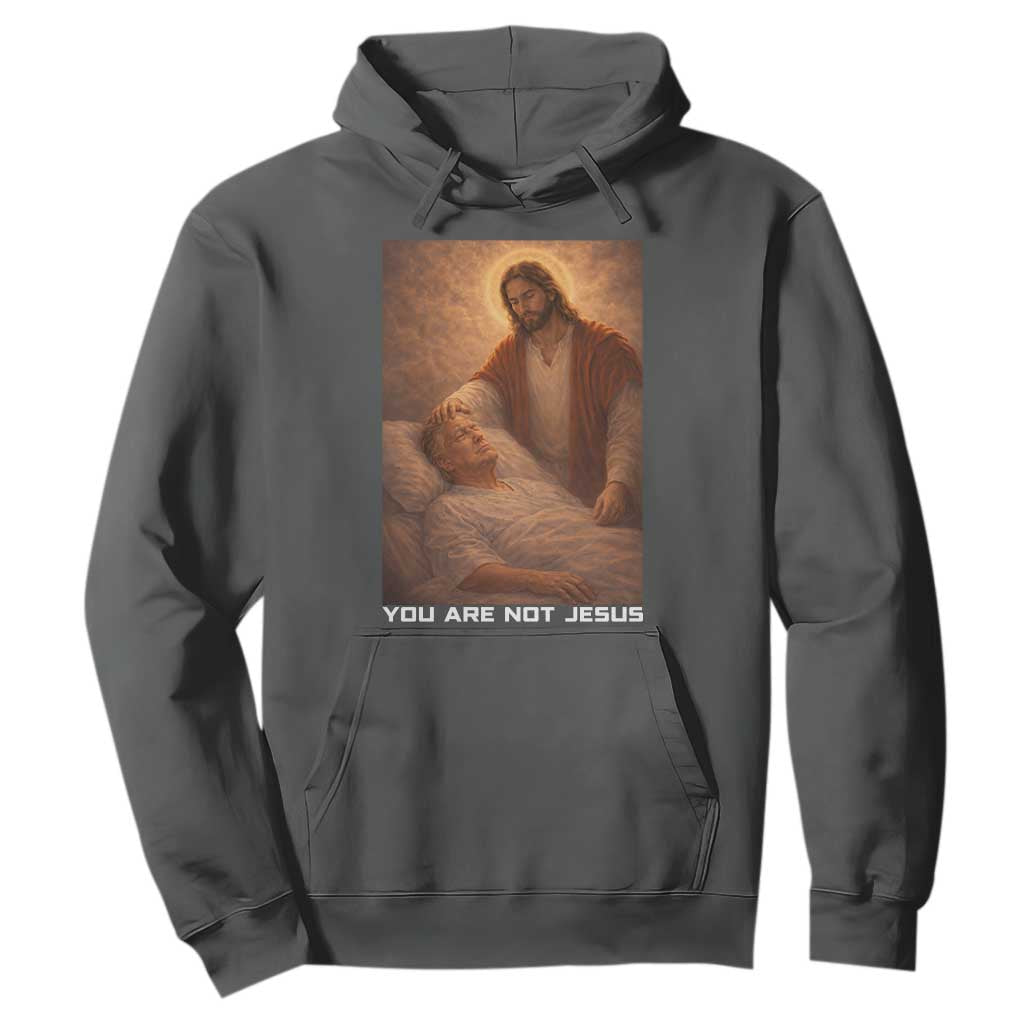 Funny Sarcastic Political Satire Hoodie You Are Not Jesus TS12 Dark Heather Print Your Wear