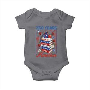 250 Years Of America American Teacher Graphic Baby Onesie Patriotic Educator Gift TS12 Charcoal Print Your Wear