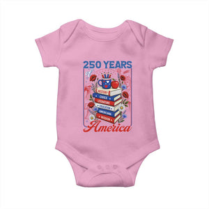 250 Years Of America American Teacher Graphic Baby Onesie Patriotic Educator Gift TS12 Light Pink Print Your Wear