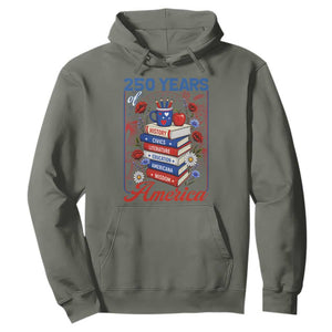 250 Years Of America American Teacher Graphic Hoodie Patriotic Educator Gift TS12 Military Green Print Your Wear
