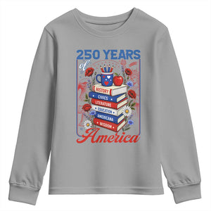 250 Years Of America American Teacher Graphic Youth Sweatshirt Patriotic Educator Gift TS12 Sport Gray Print Your Wear
